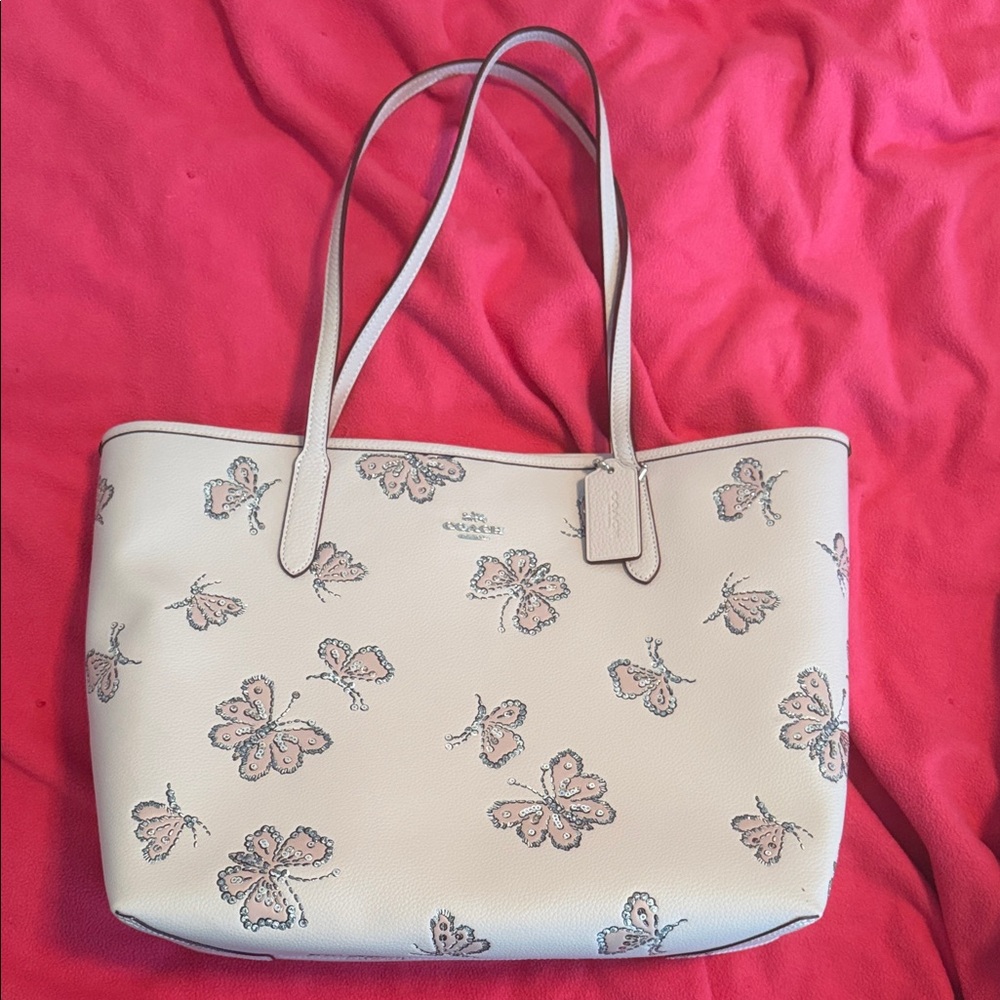 Coach Cream Butterfly Print Tote